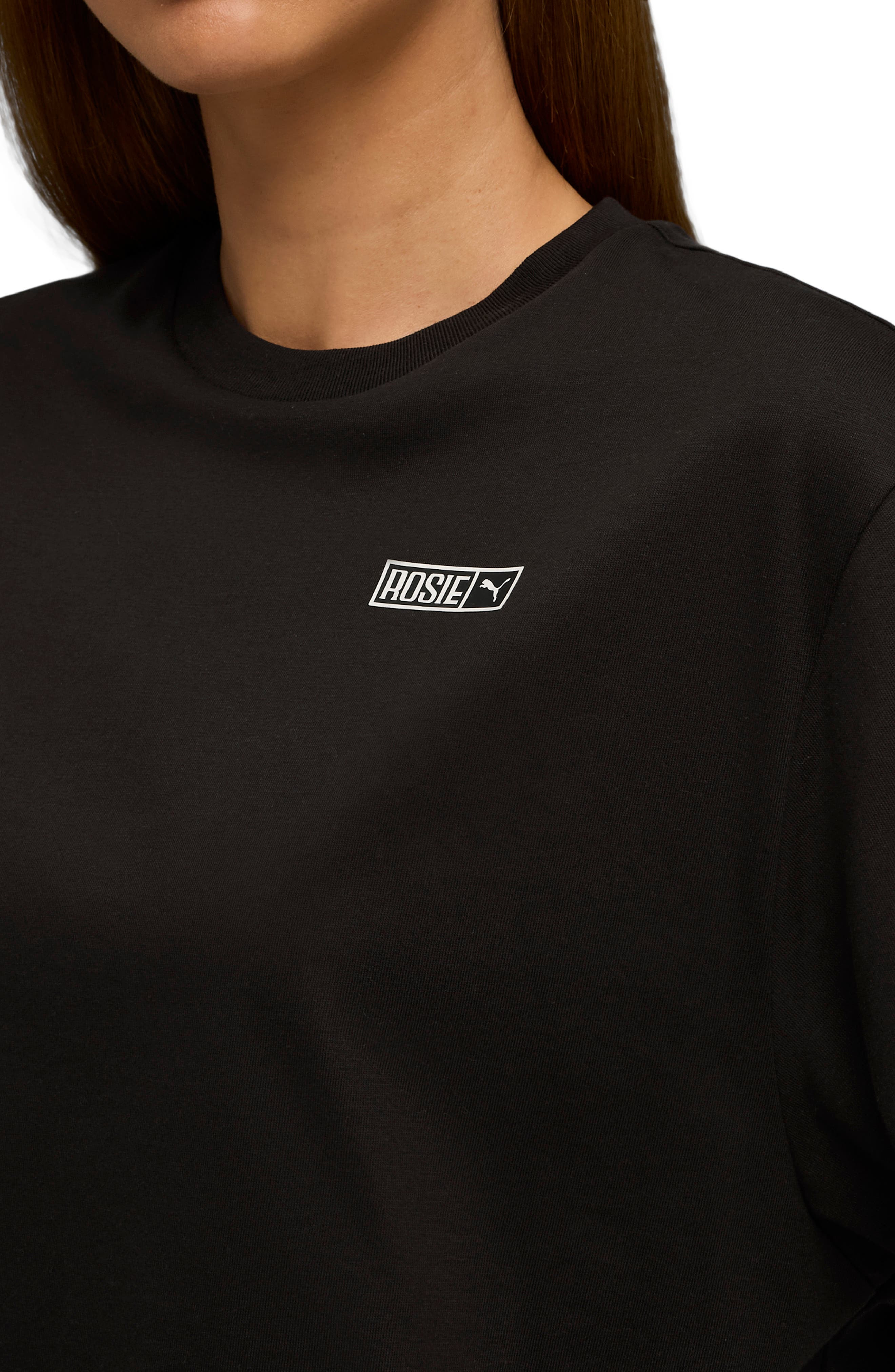 PUMA x Rosé Relaxed Fit Crop T-Shirt in Puma Black at Nordstrom - 3