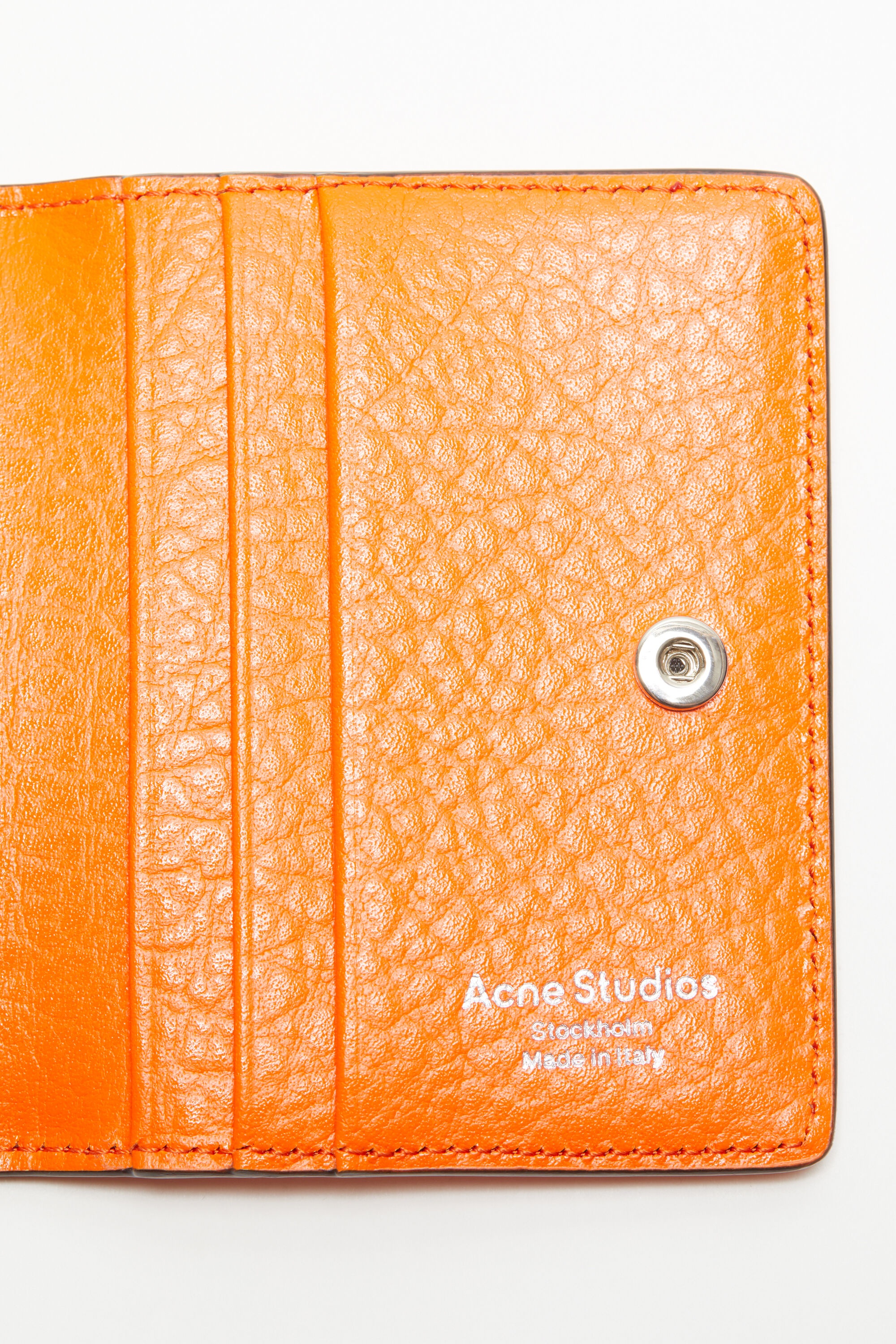 Folded leather wallet - Bright orange - 5