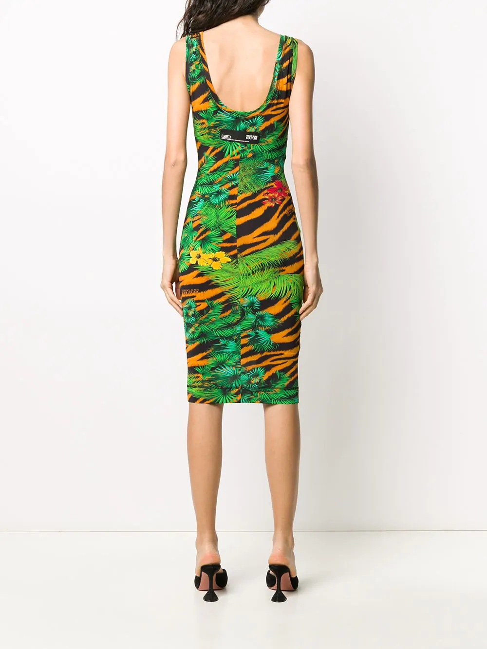 jungle-print fitted dress - 4