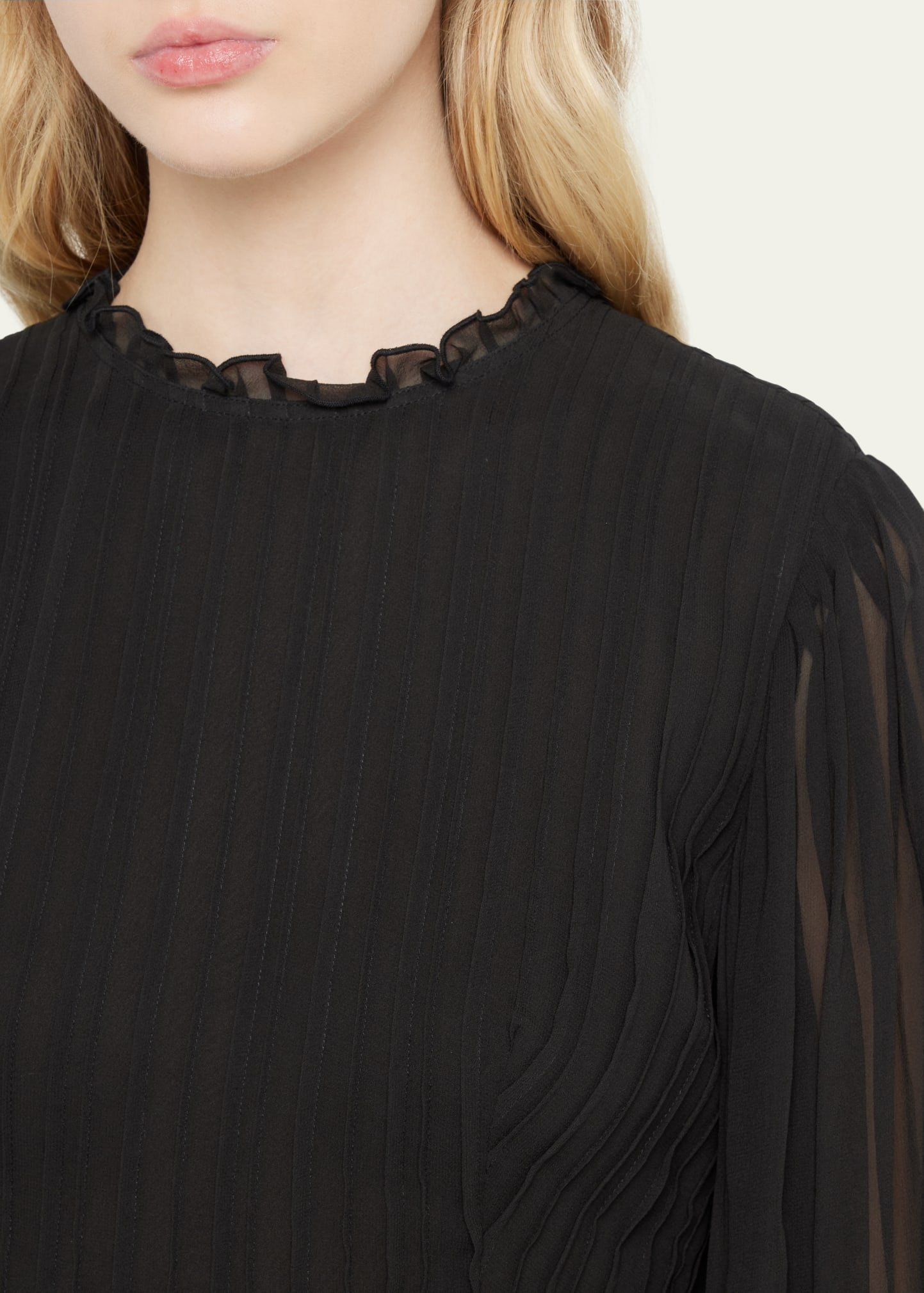 Pleated Waist-Tie Cut-Out Top - 5