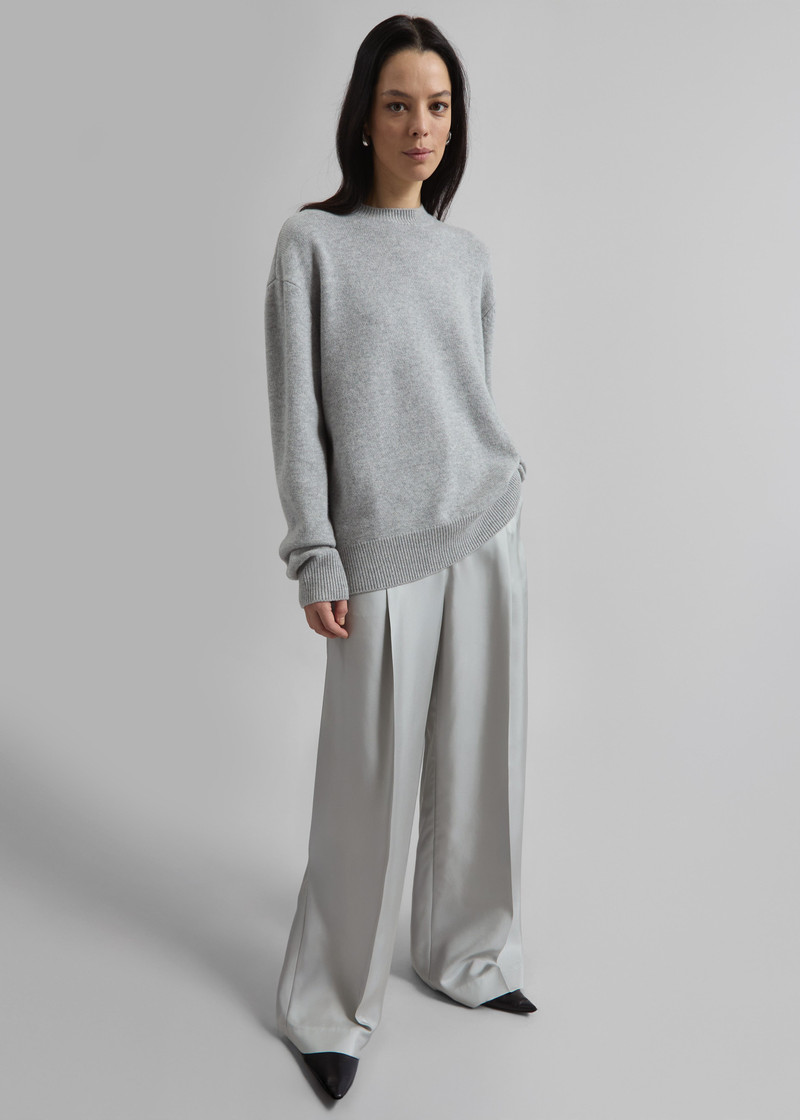 Marfa Pleated Silk Trousers - Grey 5