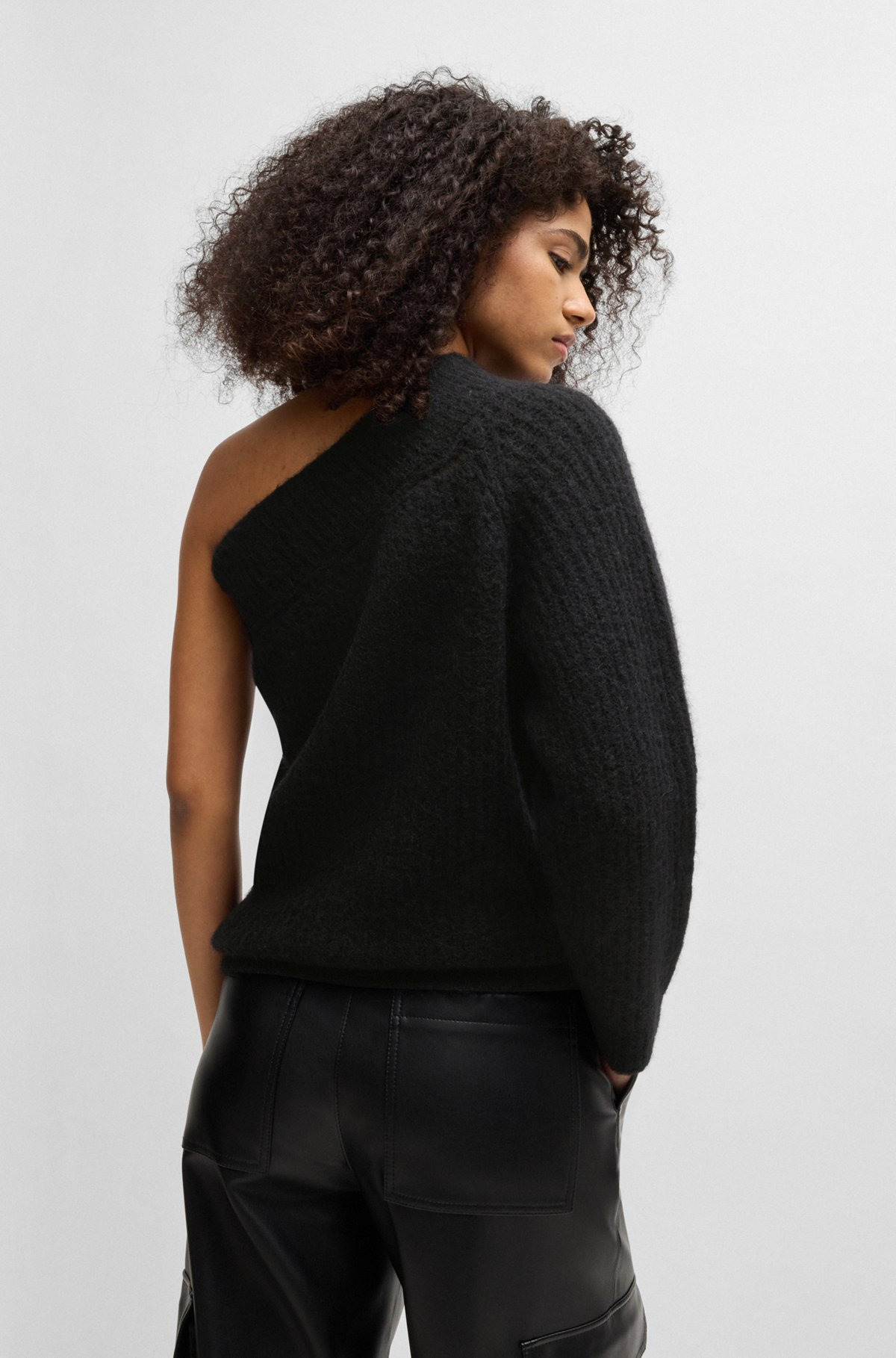 ONE-SHOULDER REGULAR-FIT SWEATER WITH KNITTED STRUCTURE - 4