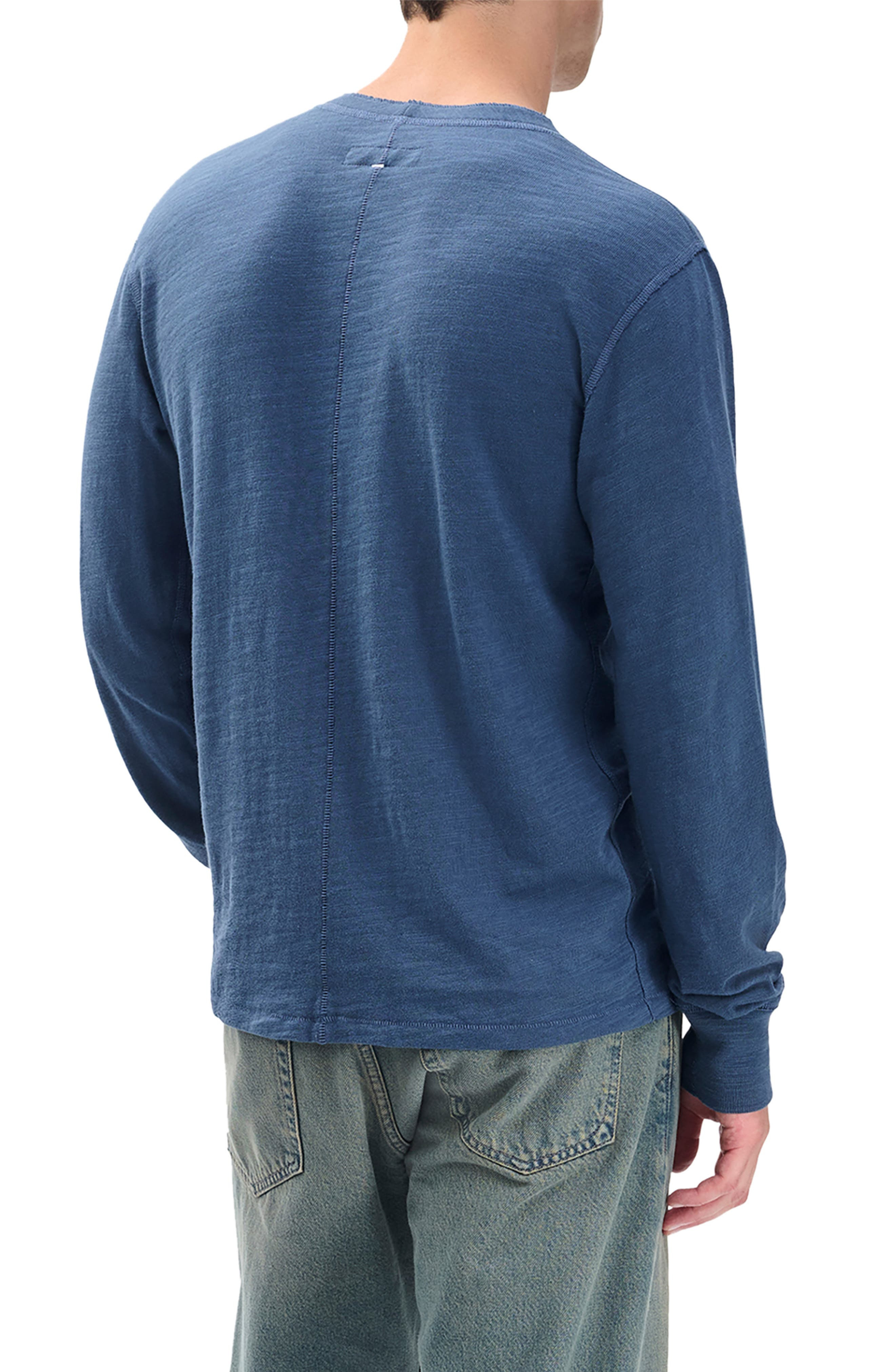rag & bone Classic Flame Slub Cotton Henley in Blue at Nordstrom - 2