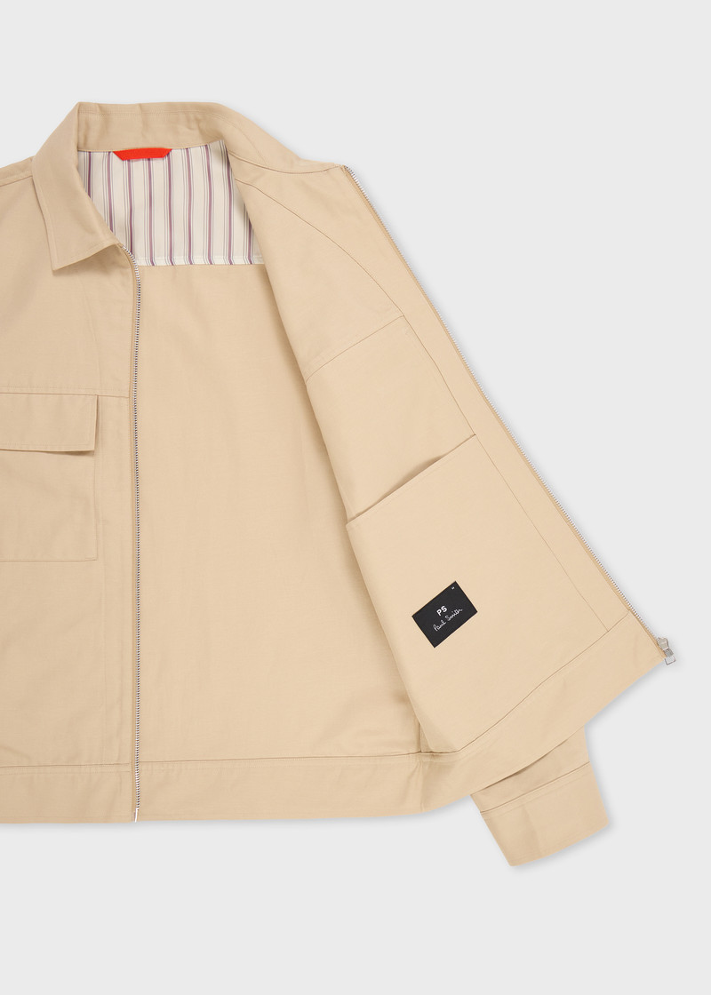Ecru Cotton-Linen Zip Overshirt 4