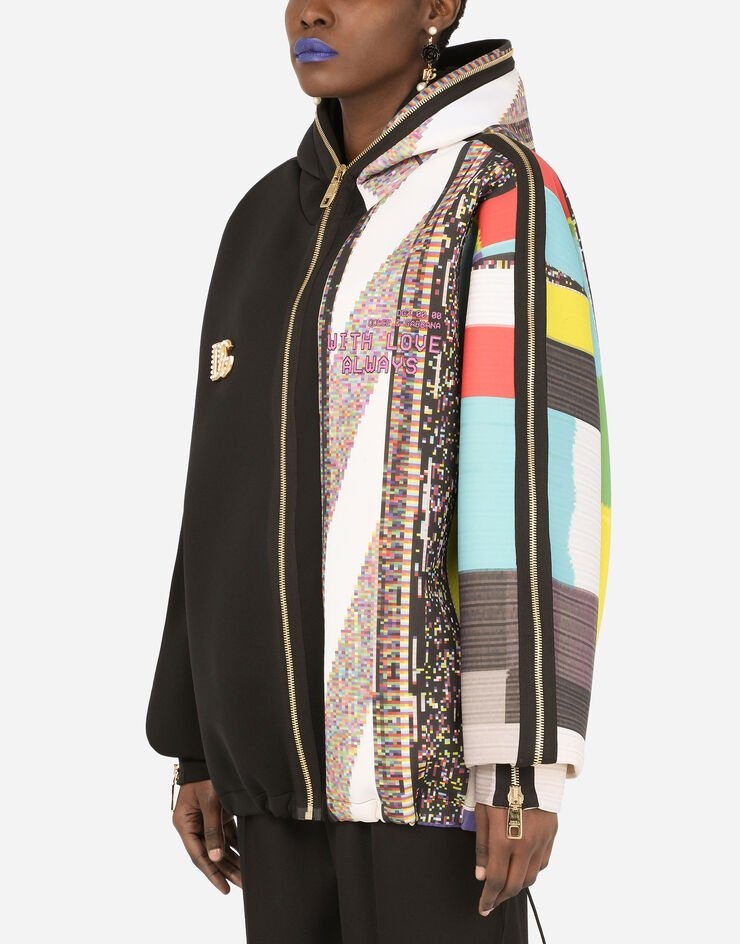 Technical jersey sweatshirt with multi-colored glitch print - 4