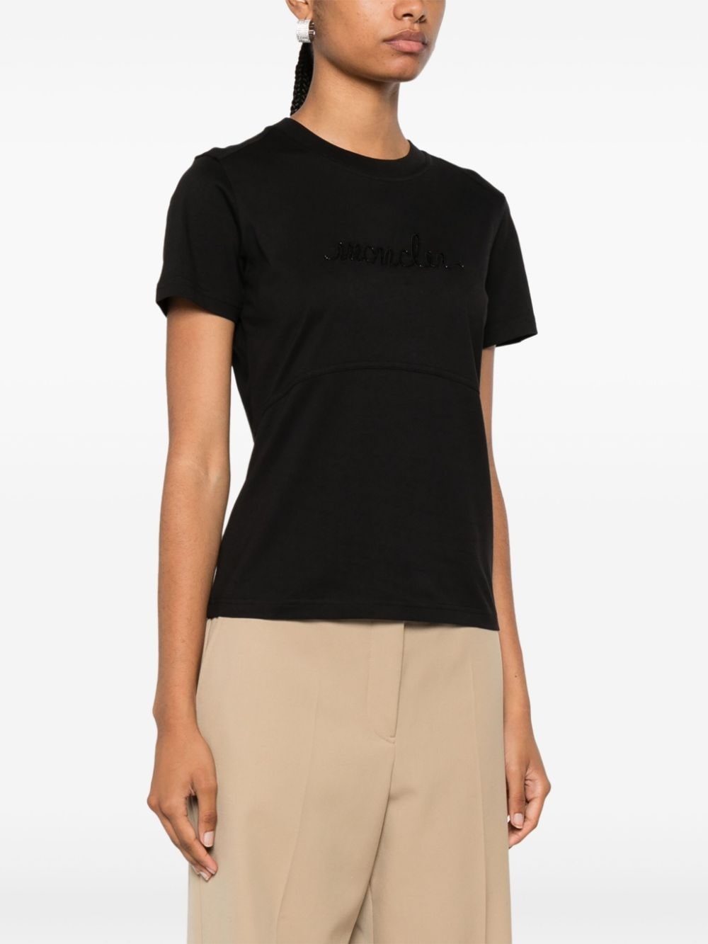 logo-embroidered cotton T-shirt - 3