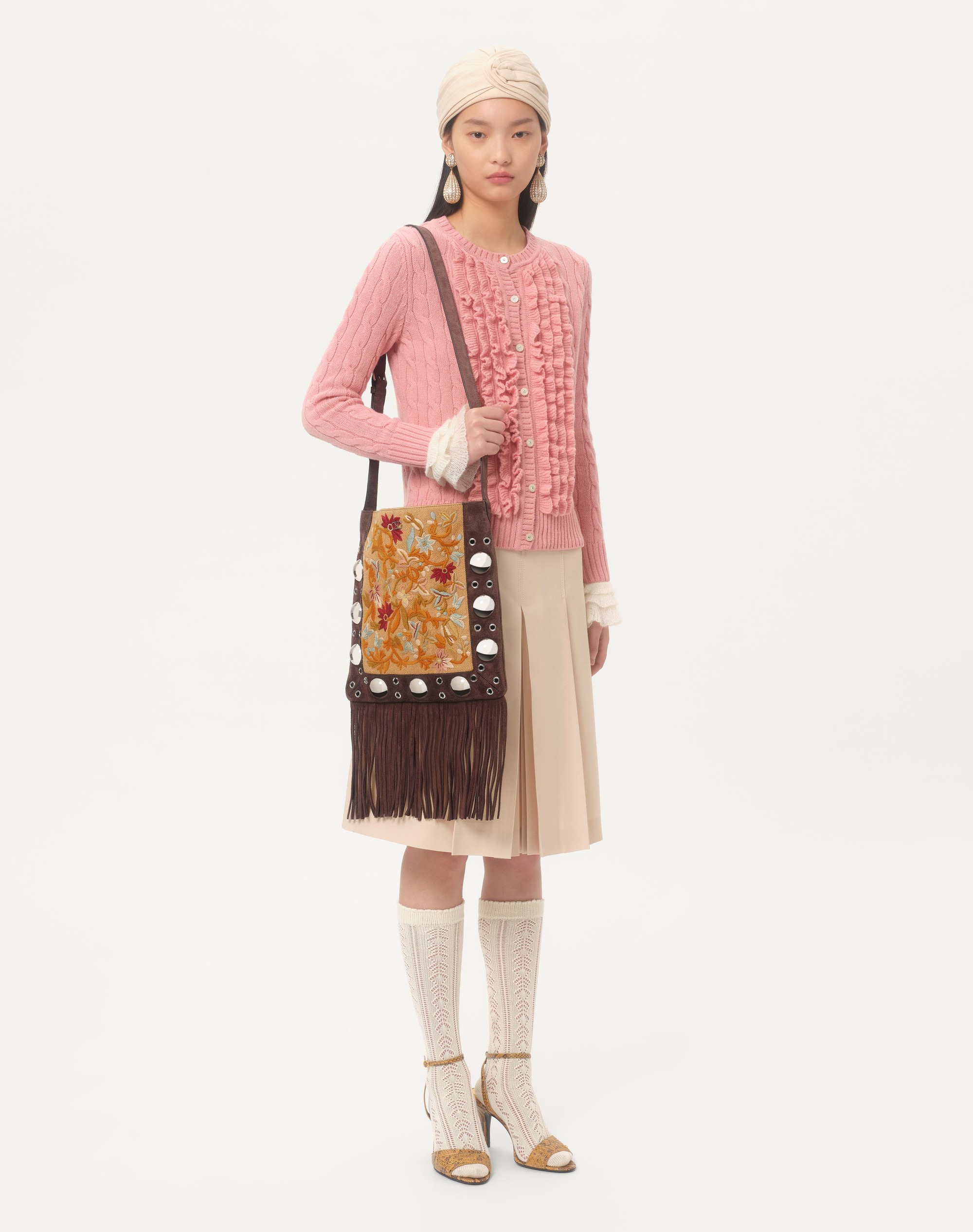 VALENTINO GARAVANI NELLCÔTE EMBROIDERED SHOULDER BAG WITH FRINGES - 2