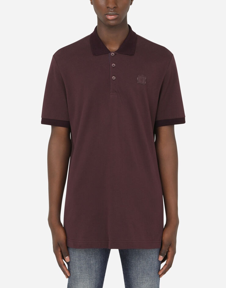 Cotton piqué polo shirt with 3d patch - 1