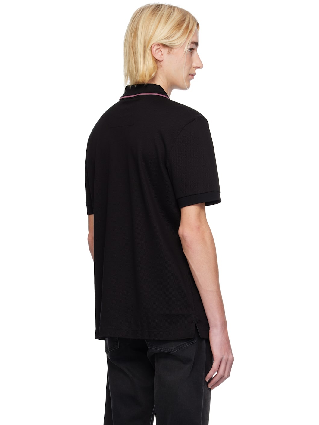 Black Zip Placket Polo - 3