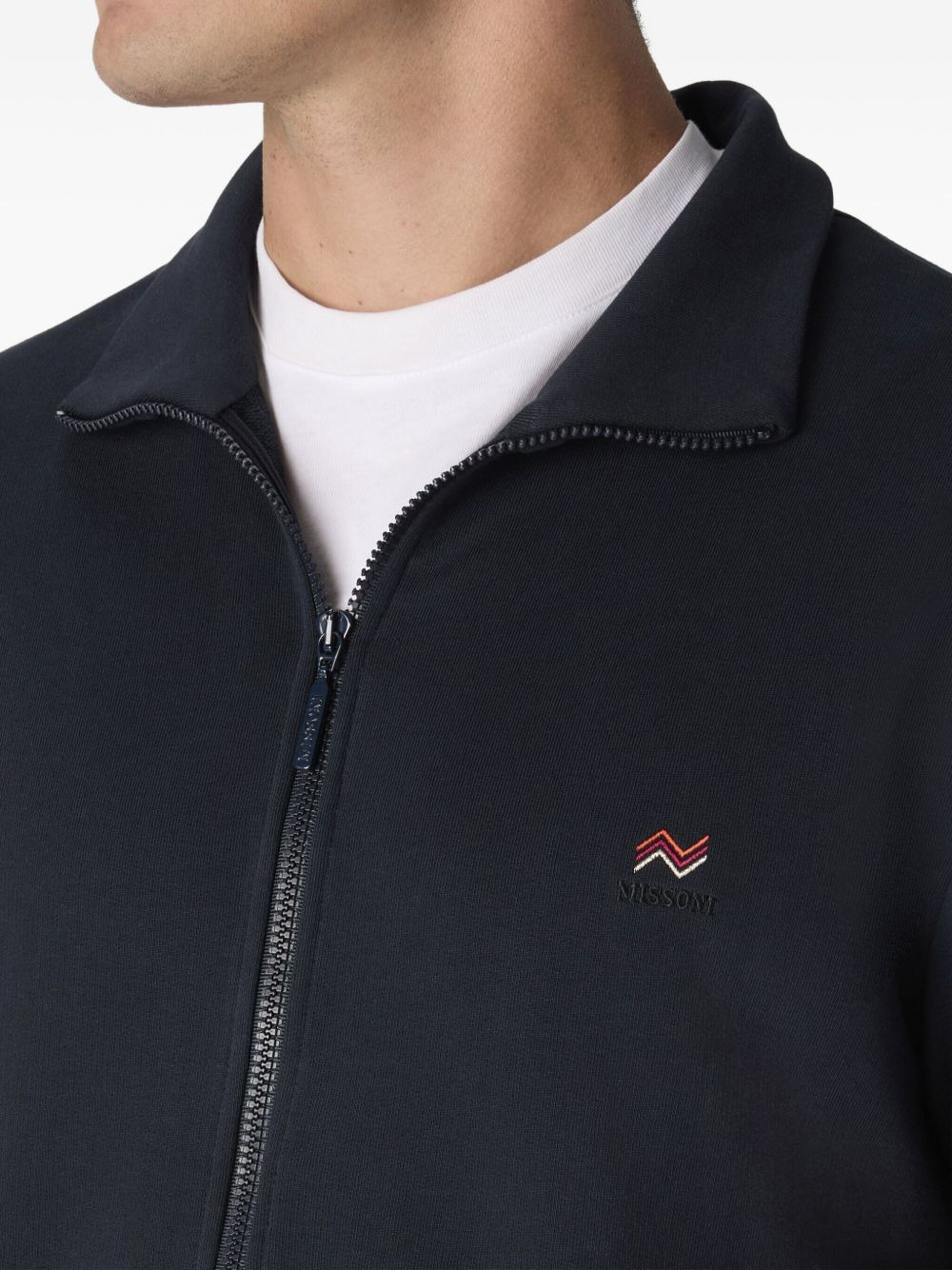 zip-up logo-embroidered sweater - 4
