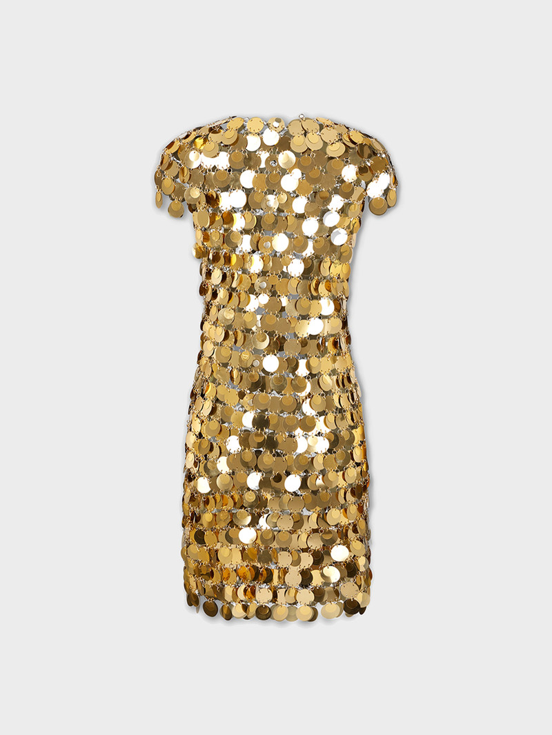 rabanne THE ICONIC GOLD SPARKLE DISCS DRESS outlook