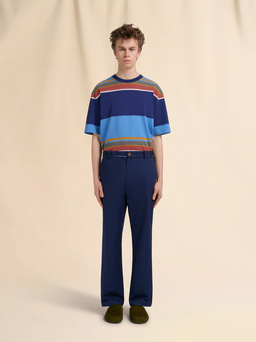 BLUE ORGANIC GABARDINE TROUSERS WITH TRUNKAROO LOGO - 2