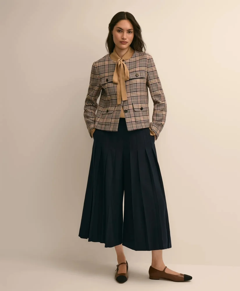 Wool-Blend Pleated Culottes - 1
