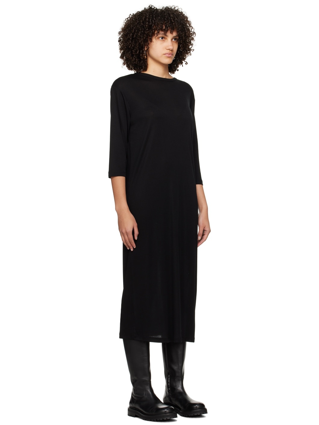 Black Crewneck Maxi Dress - 2