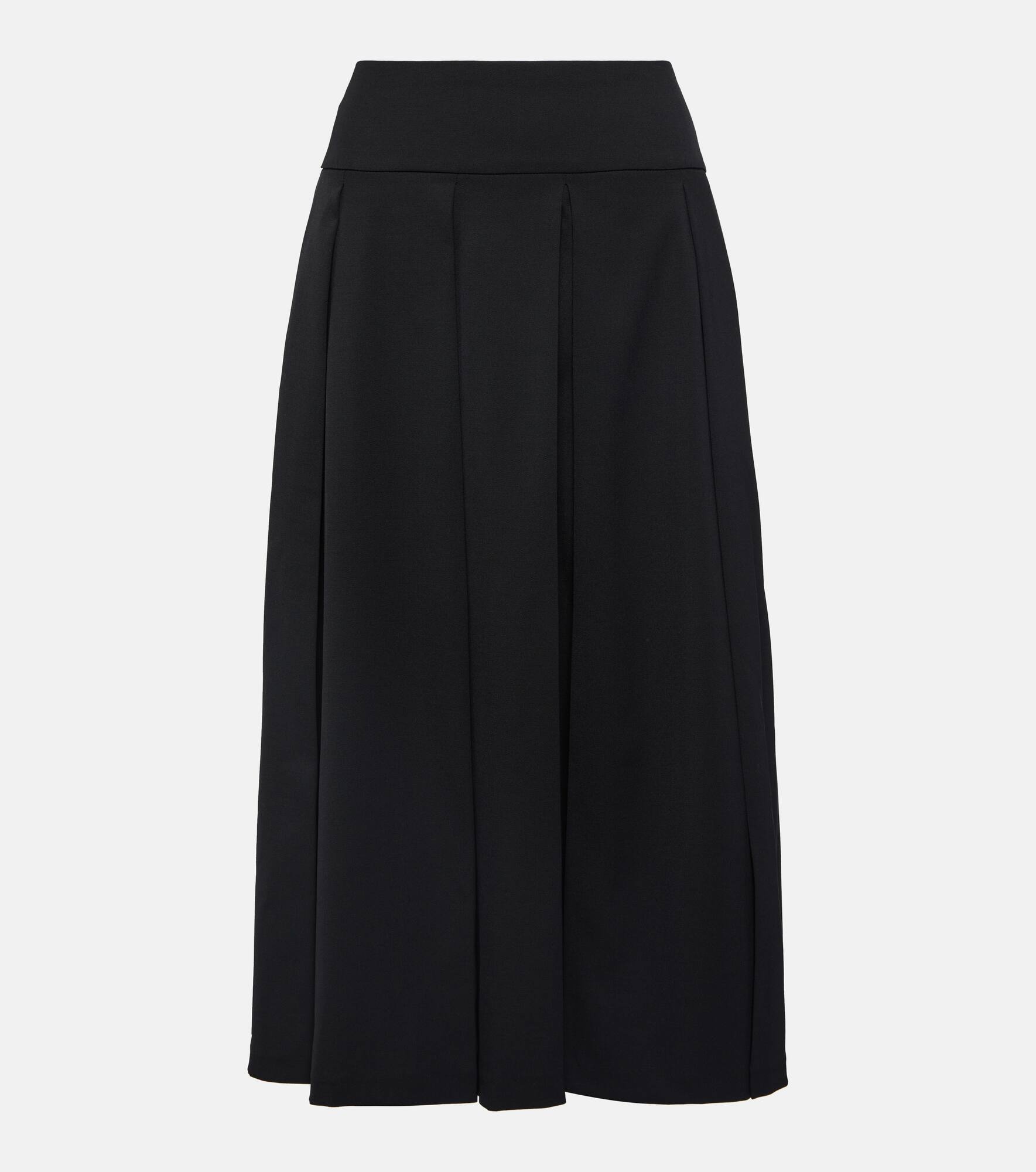 High-rise wool-blend pleated skirt - 1