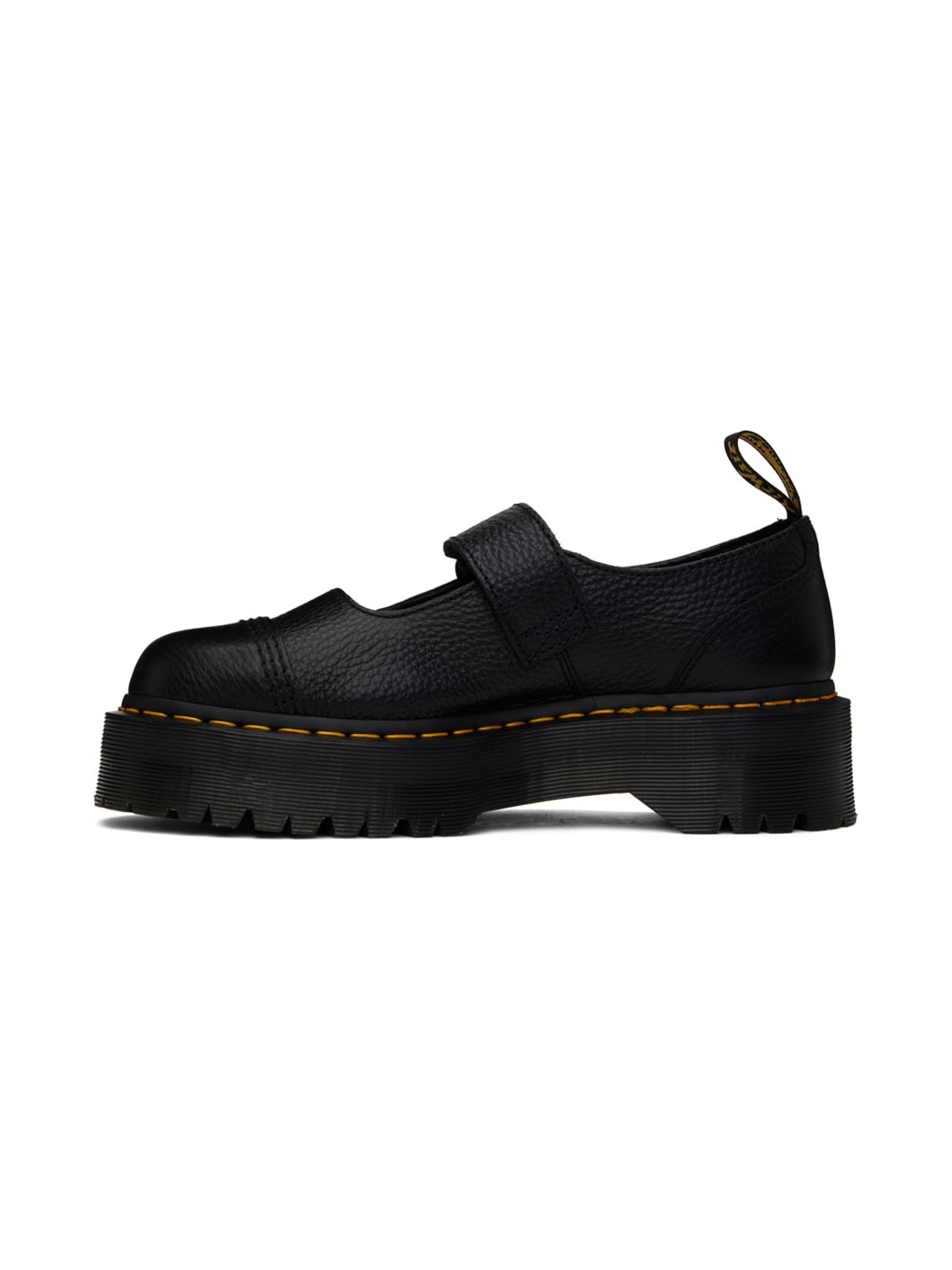 Black Addina Flower Buckle Leather Platform Oxfords - 3