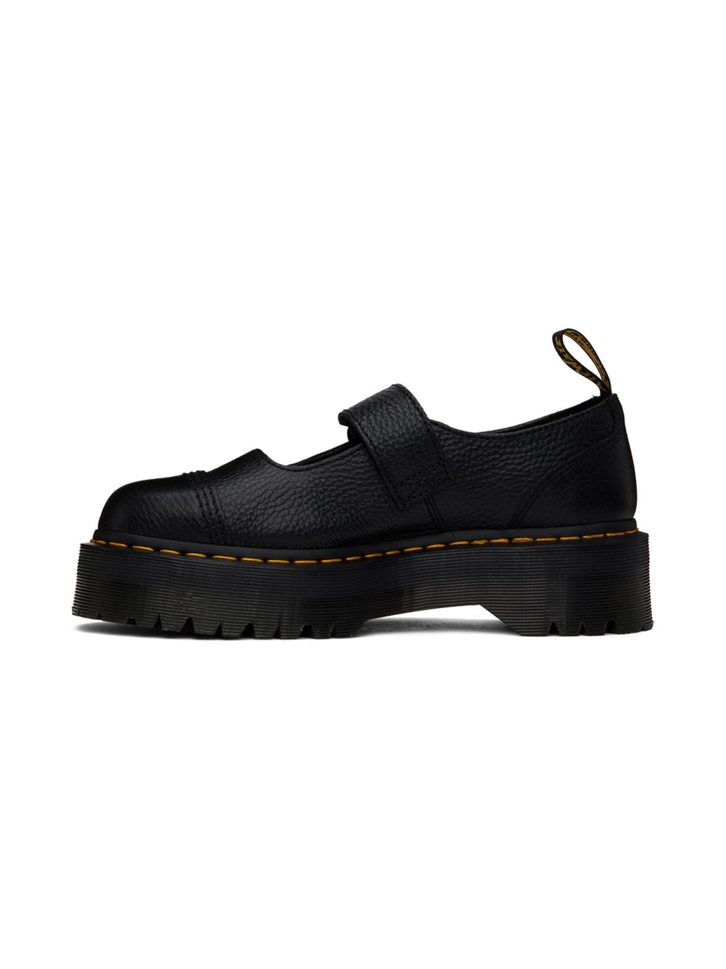 Dr. Martens Black Addina Flower Buckle Leather Platform Oxfords