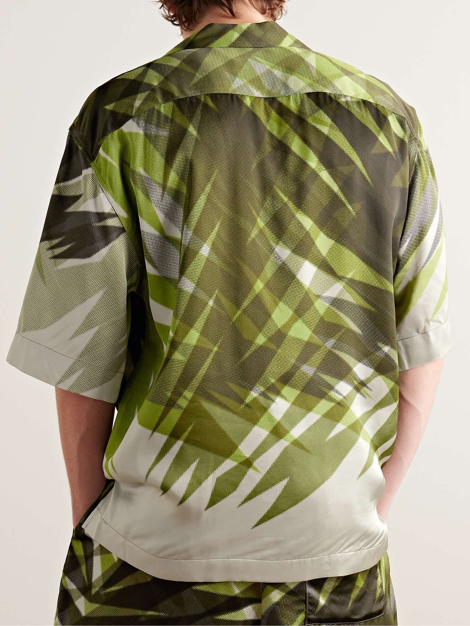 Camp-Collar Printed Satin Shirt - 3