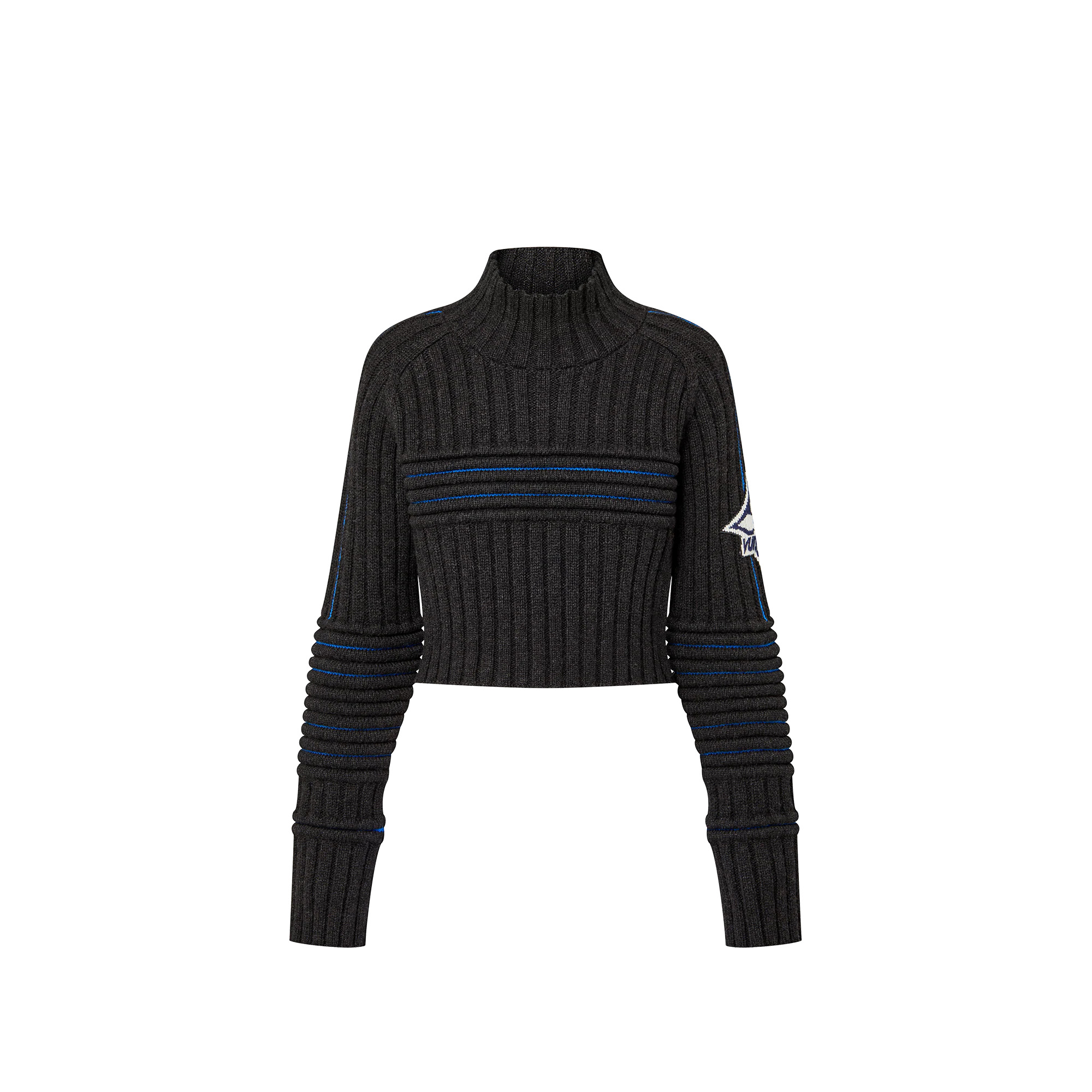 Contrast Accent Cropped Pullover - 1