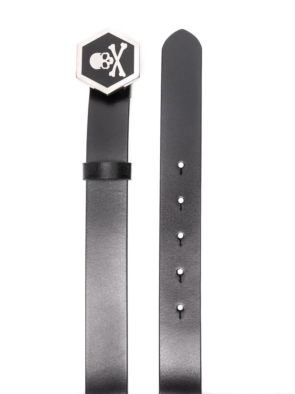 skull-motif leather belt - 2