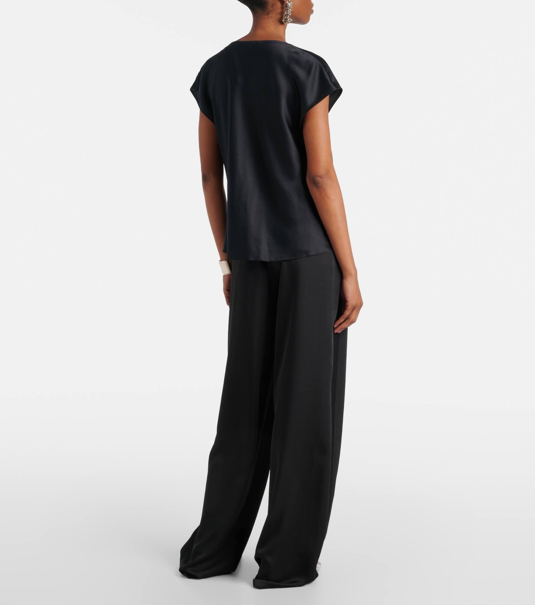 Draped silk satin top - 3