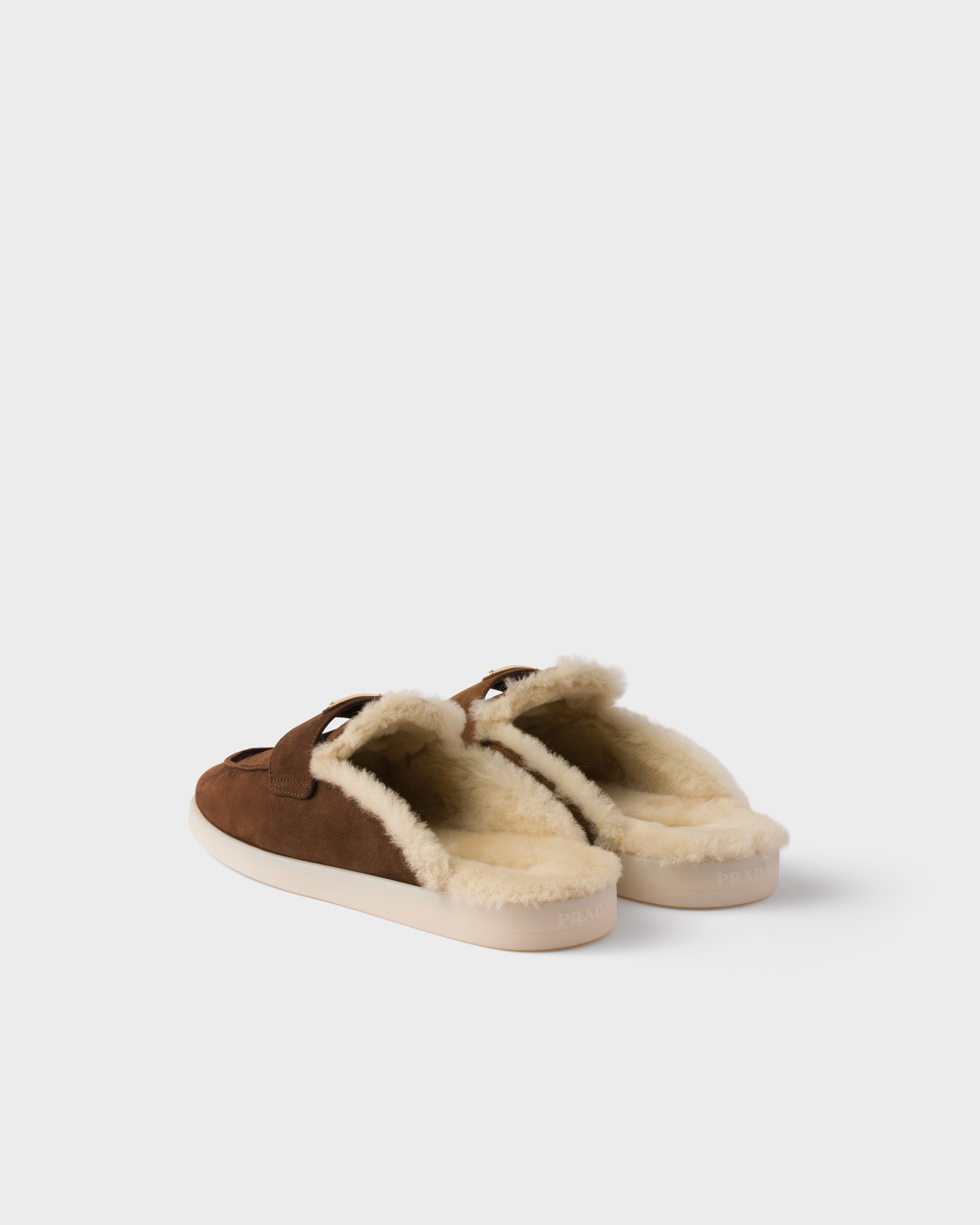 Suede and shearling mules - 4