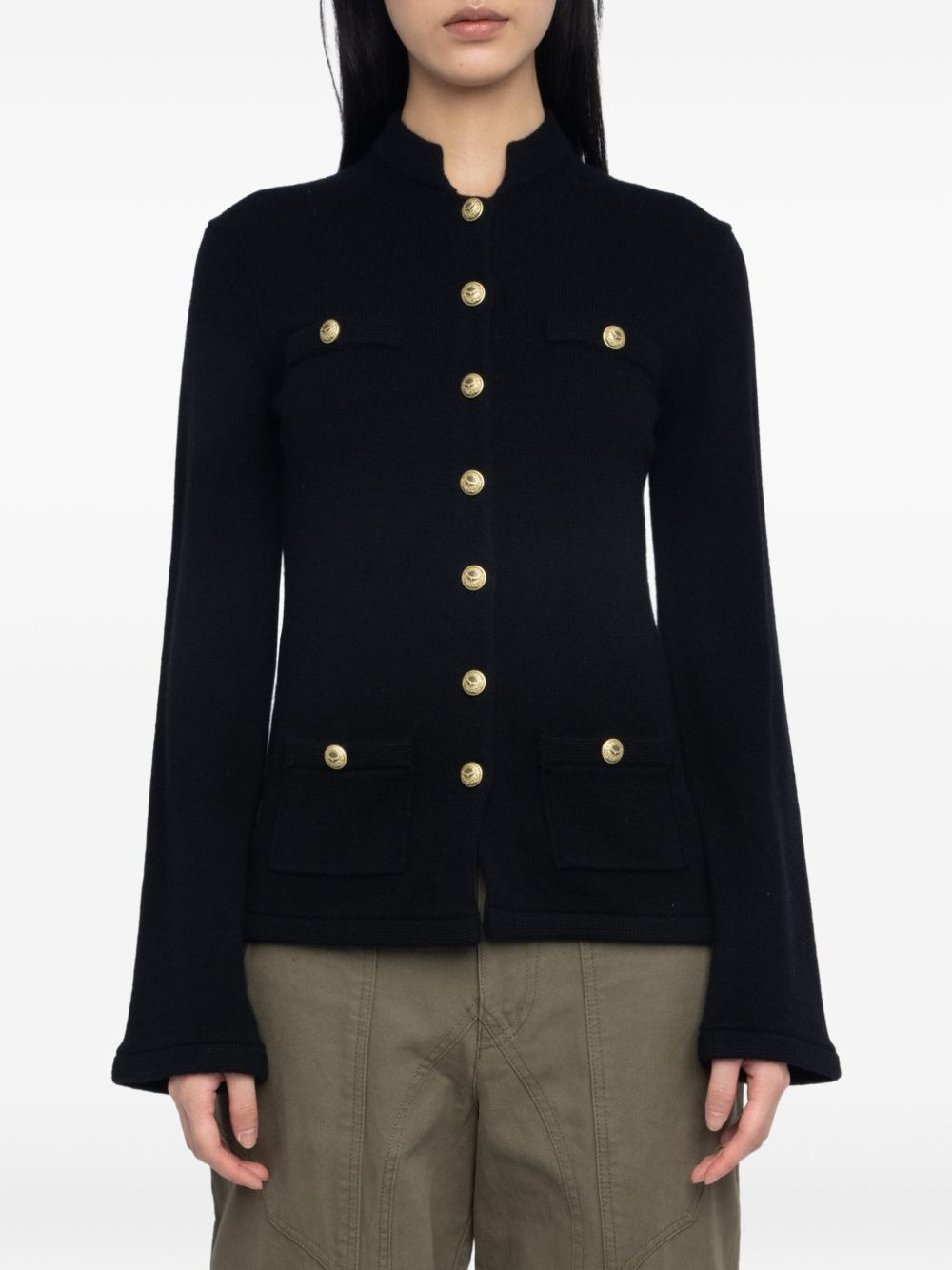 button-detailed flared-sleeve cardigan - 4
