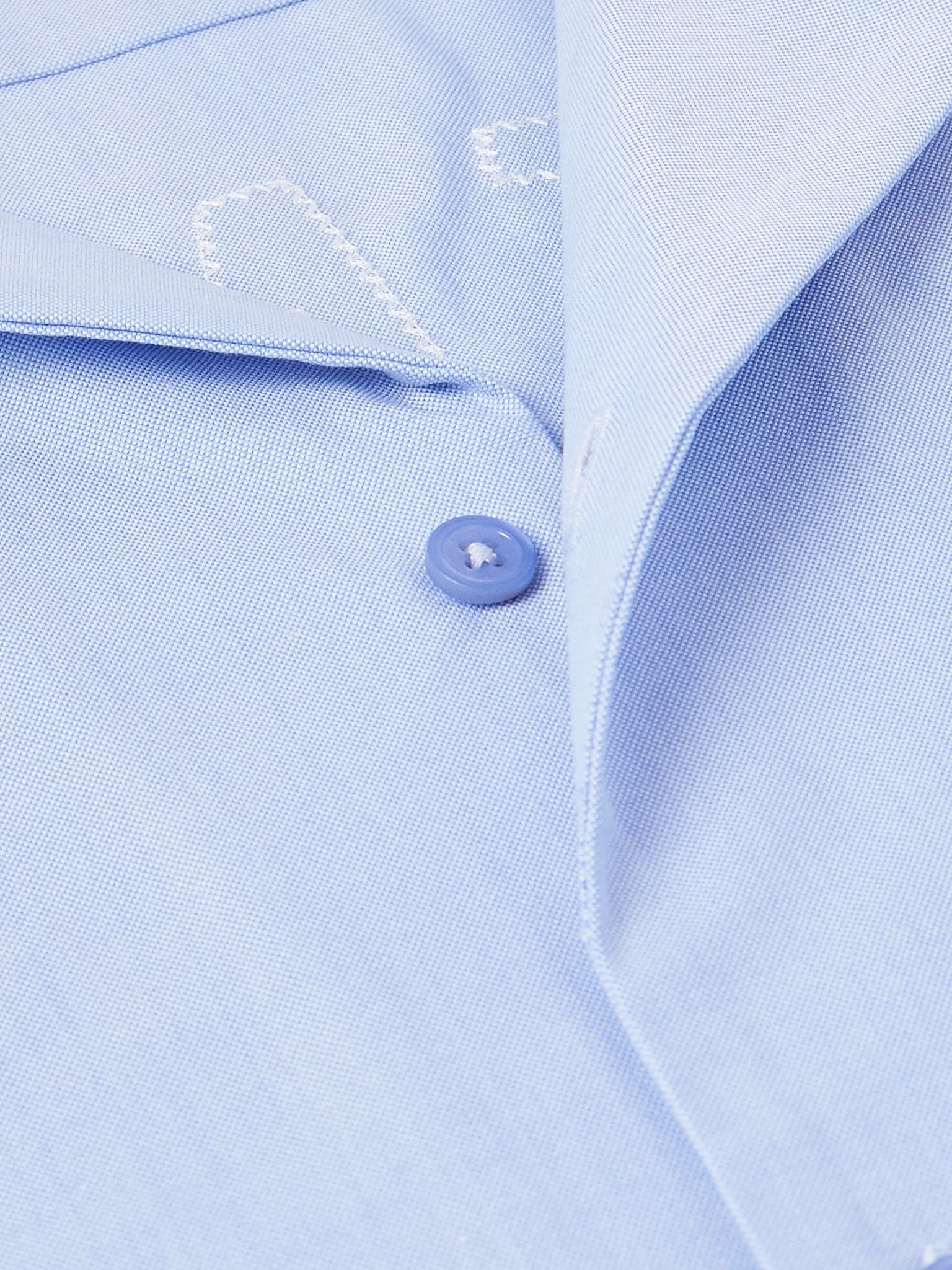 Convertible-Collar Logo-Appliquéd Cotton Oxford Shirt Light blue - 4