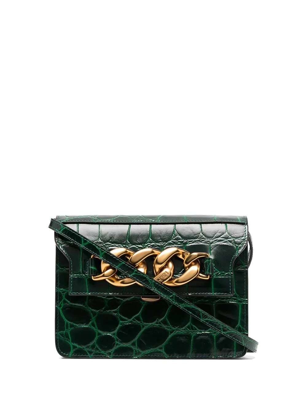 croc-effect embossed shoulder bag - 1