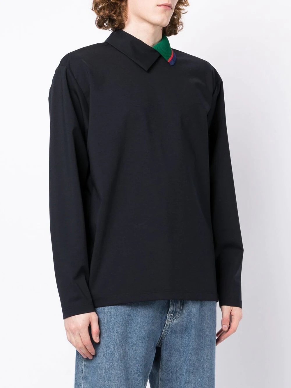 contrasting-collar detail sweatshirt - 3