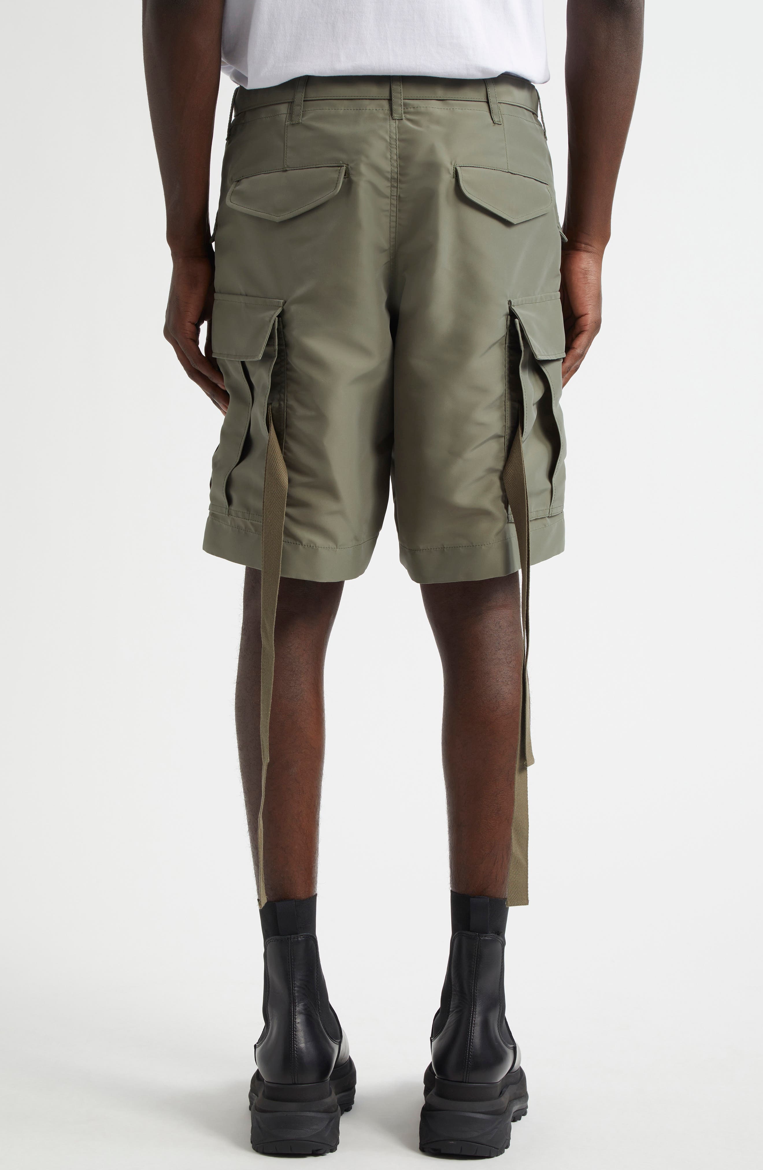Sacai Nylon Twill Cargo Shorts in Khaki at Nordstrom - 3