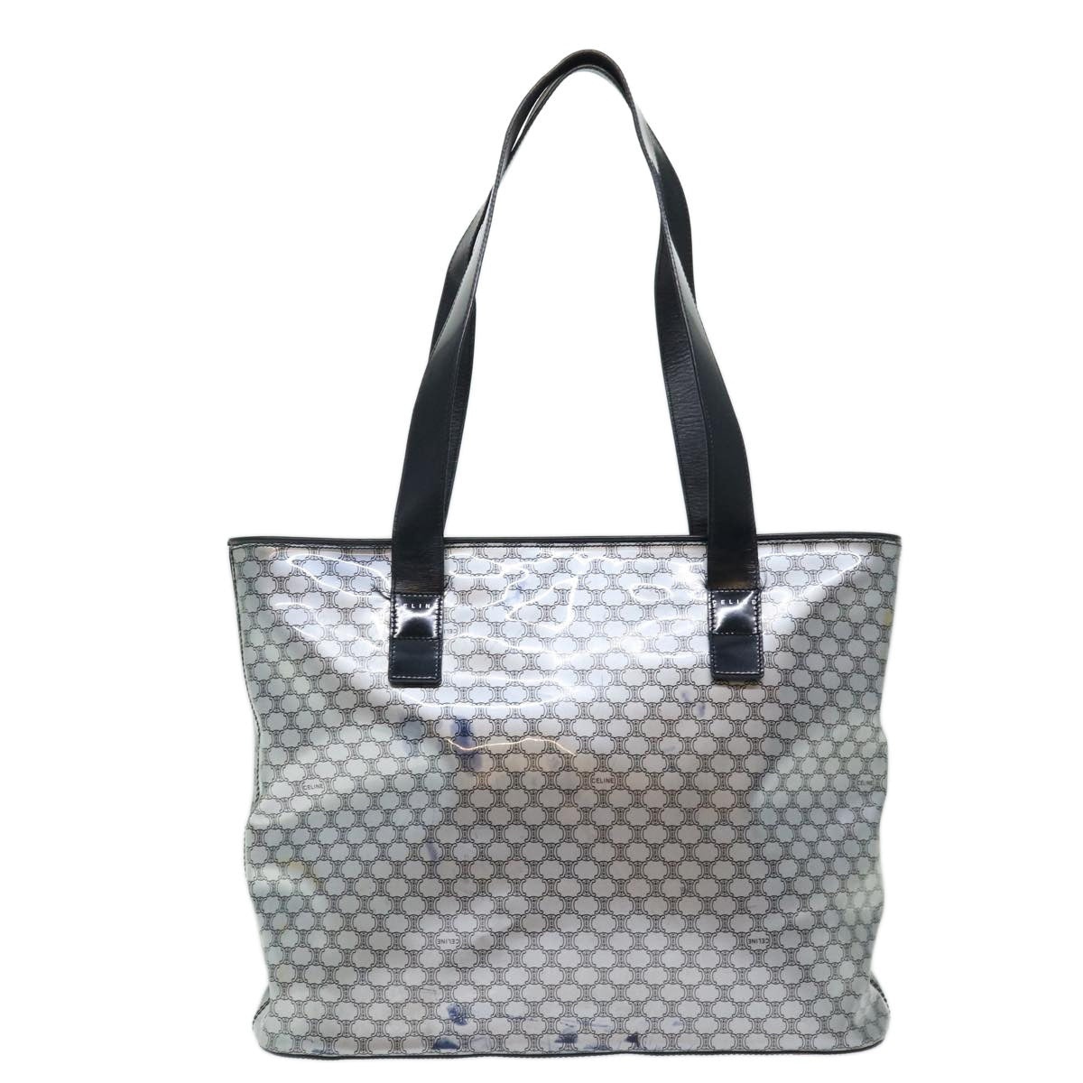 CELINE Macadam Canvas Tote Bag Enamel Silver Black - 13