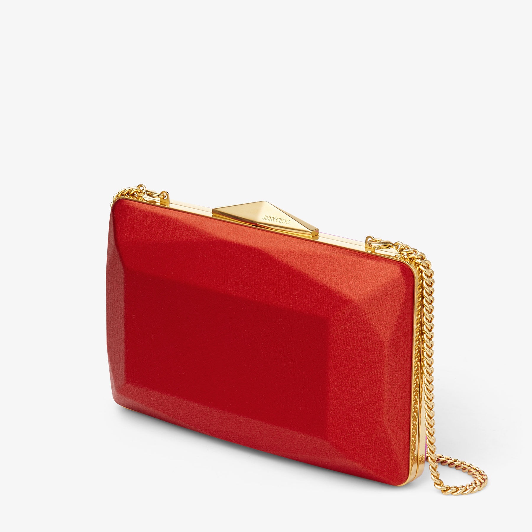Diamond Box Clutch
Fuchsia and Paprika Satin Box Clutch Bag - 3