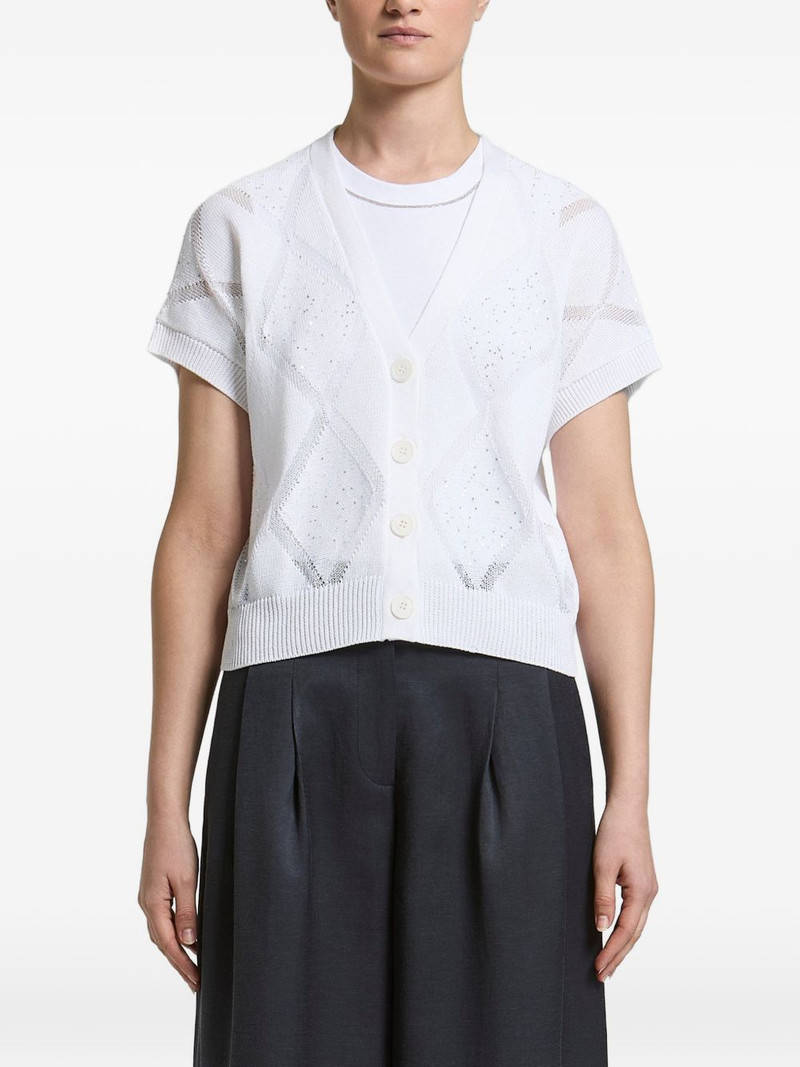 sequin-embellished argyle cardigan 1