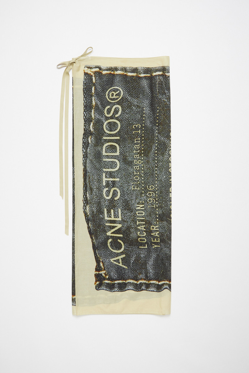 Printed sarong scarf - Beige/black 1