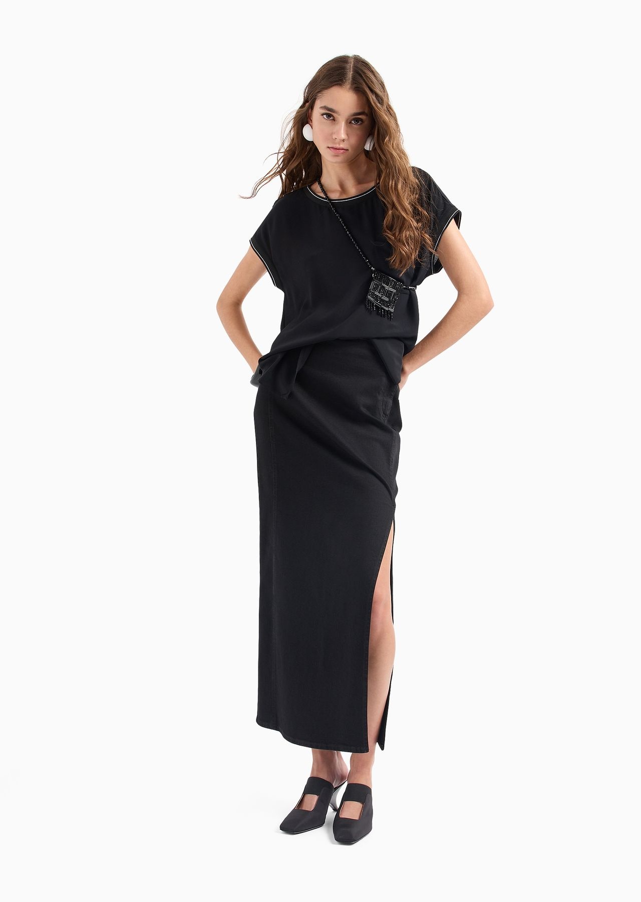 Short-sleeved viscose-crêpe blouse - 4