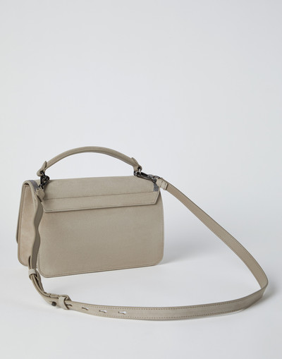 Brunello Cucinelli Suede soft bag with precious contour outlook