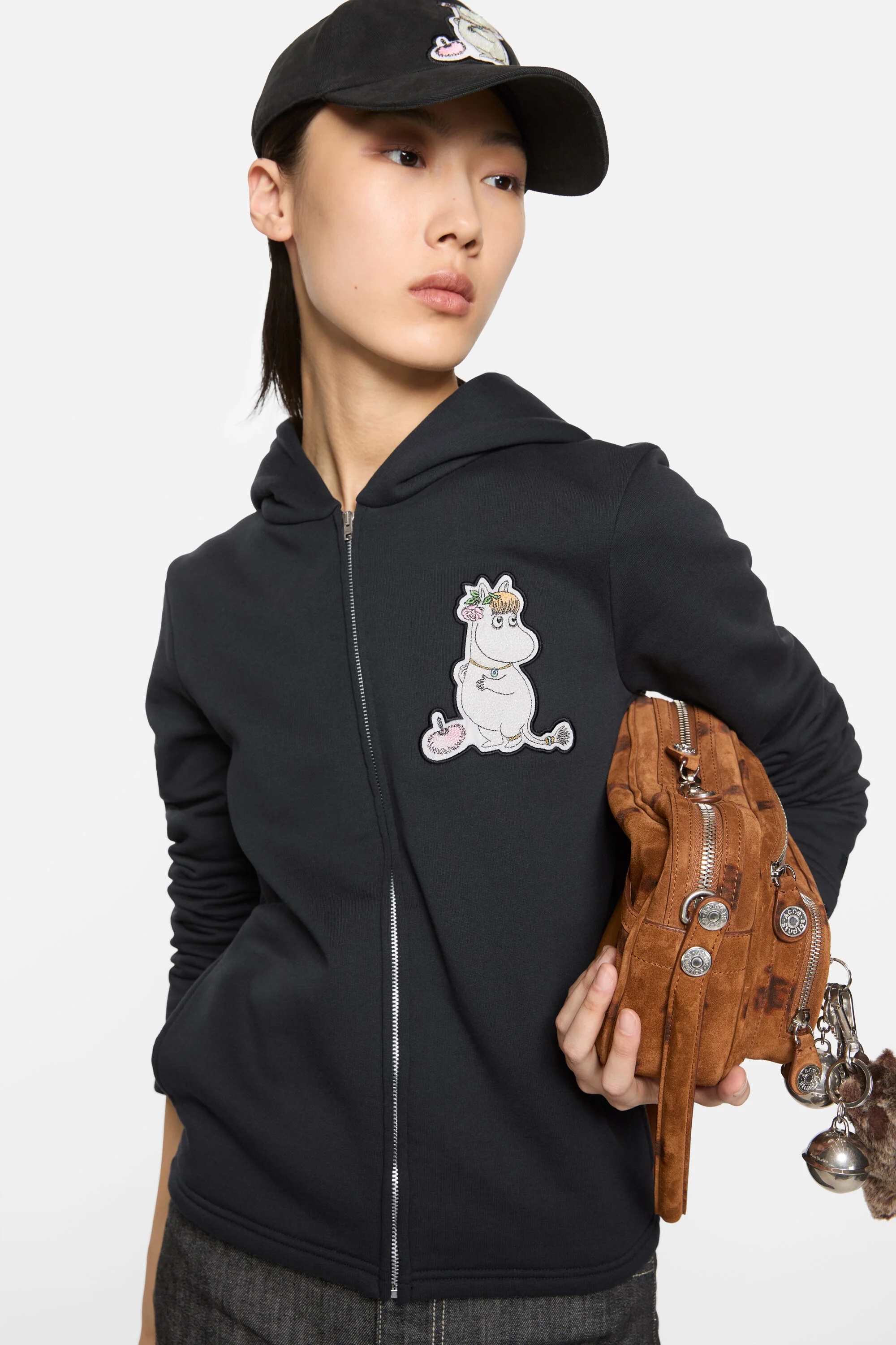 Hooded zipper sweater - Black - 4
