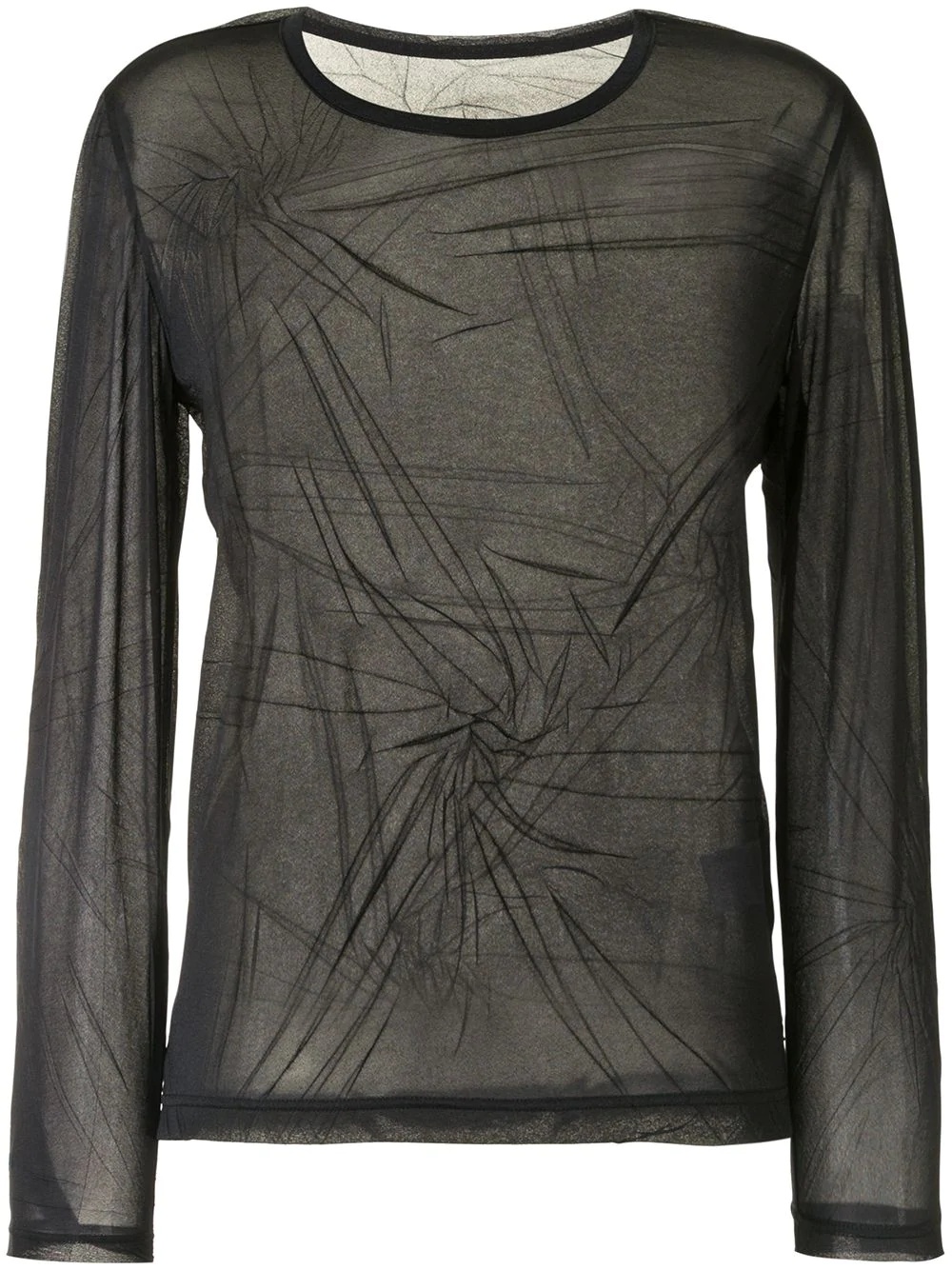 sheer ruched long-sleeved top - 1