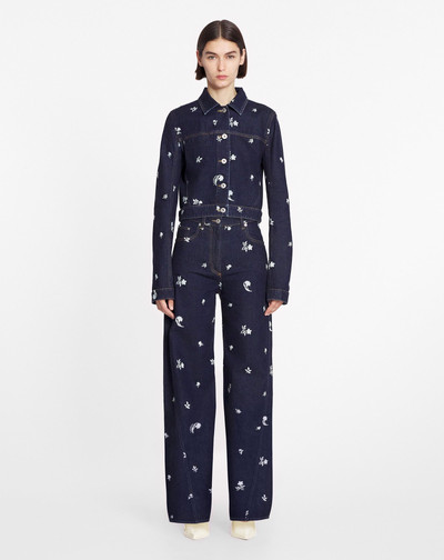Lanvin WIDE-LEG PANTS IN EMBROIDERED TWISTED DENIM outlook