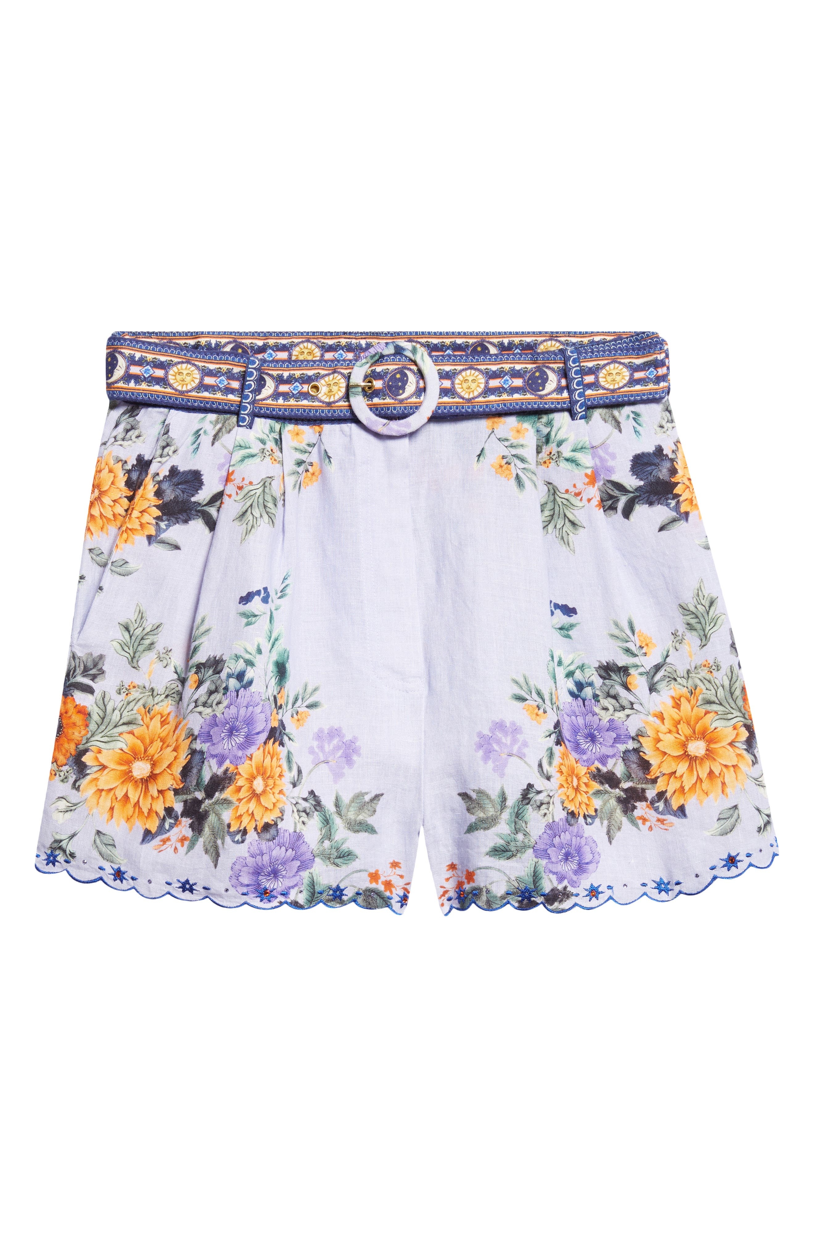 Camilla Tuck Front Belted Linen Shorts in Luscious In Lisbon at Nordstrom - 6