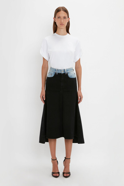 Victoria Beckham Patched Denim Skirt In Contrast Wash outlook