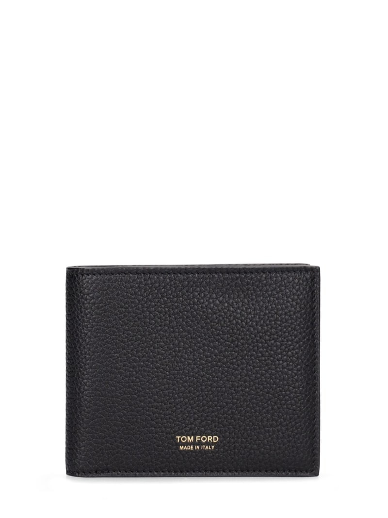 Soft grain leather wallet w/logo - 1