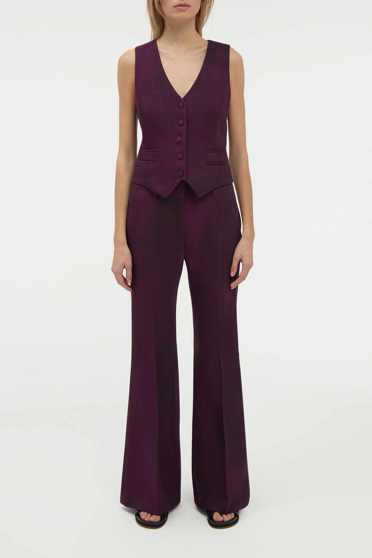 Coleridge Vest in Bordeaux Virgin Wool - 3