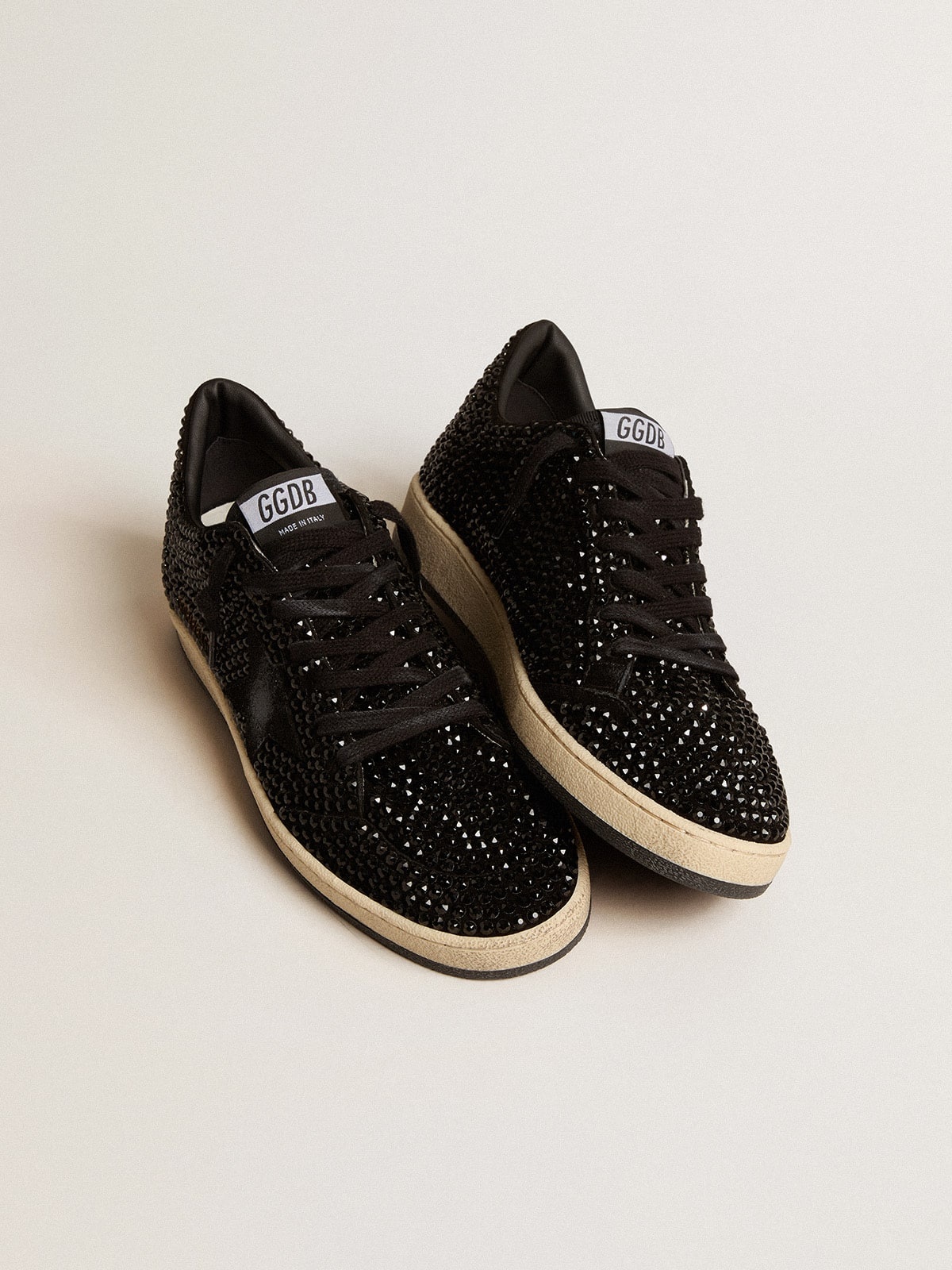 Ball Star in suede with black Swarovski crystals and black suede star - 2
