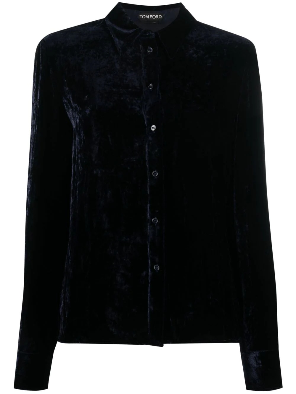 velvet-effect long-sleeve shirt - 1