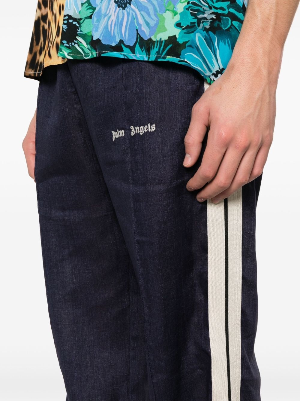 logo-print linen track pants - 5