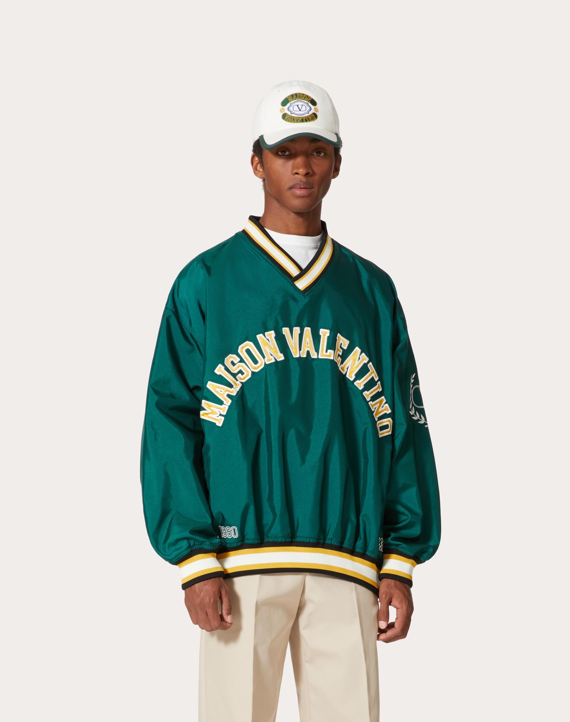 MAISON VALENTINO EMBROIDERED V-NECK NYLON SWEATSHIRT - 3