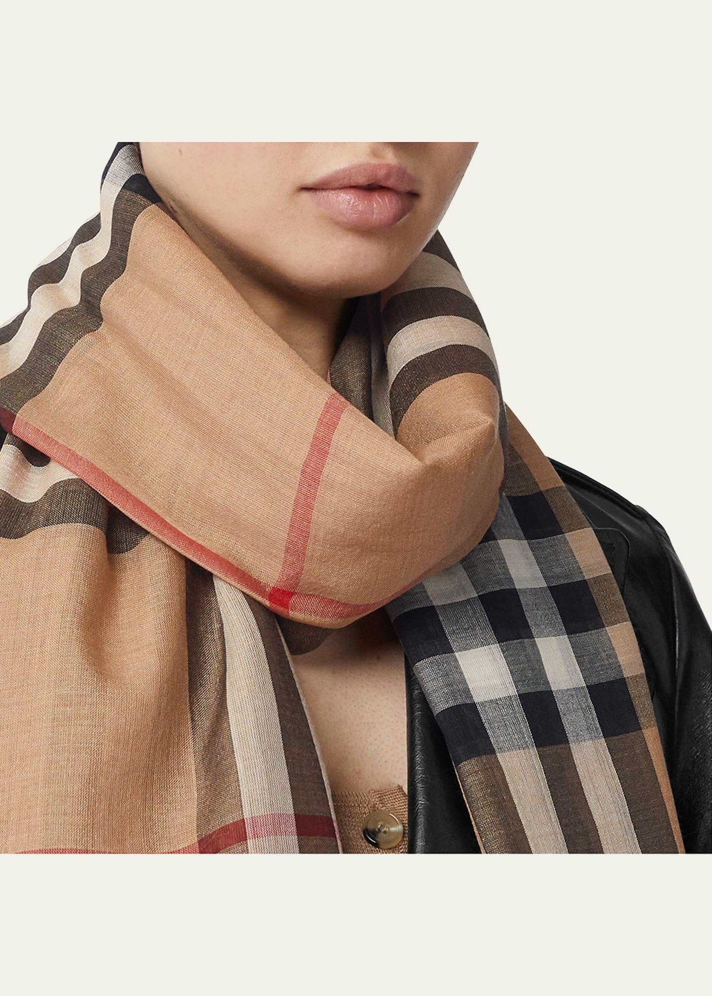 Giant Check Gauze Scarf - 2