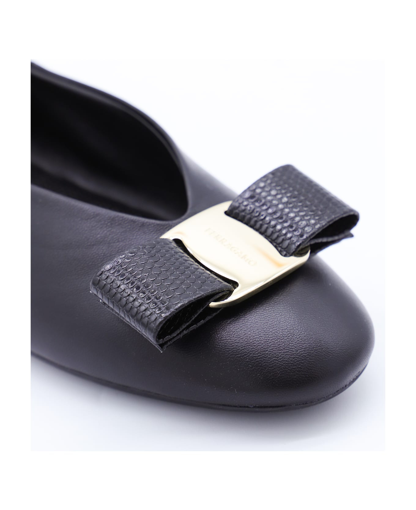 Black Leather Vanna Flats - 3